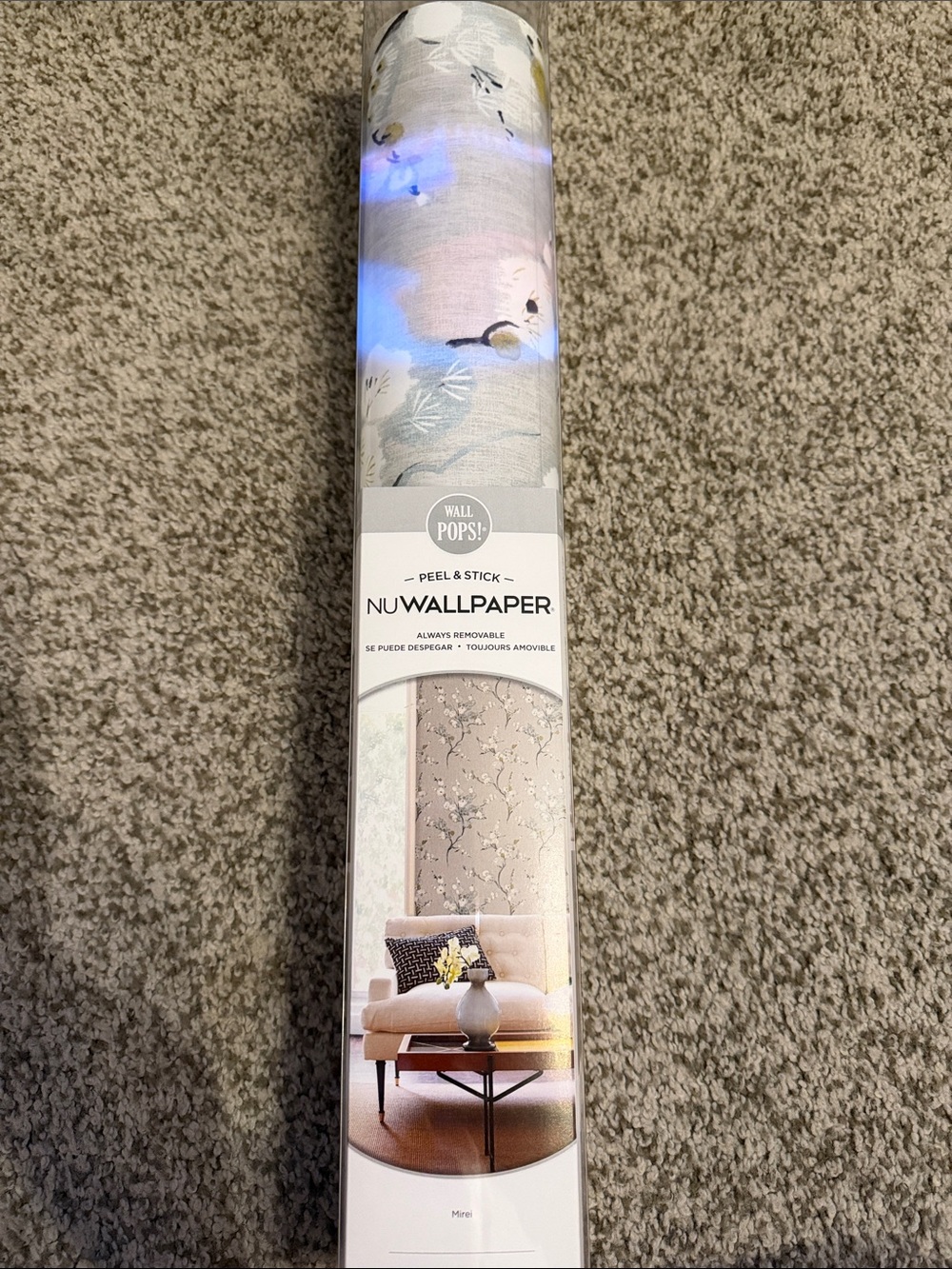 WallPops NuWallpaper Mirer Peel & Stick Floral Wallpaper in Light Gray and White